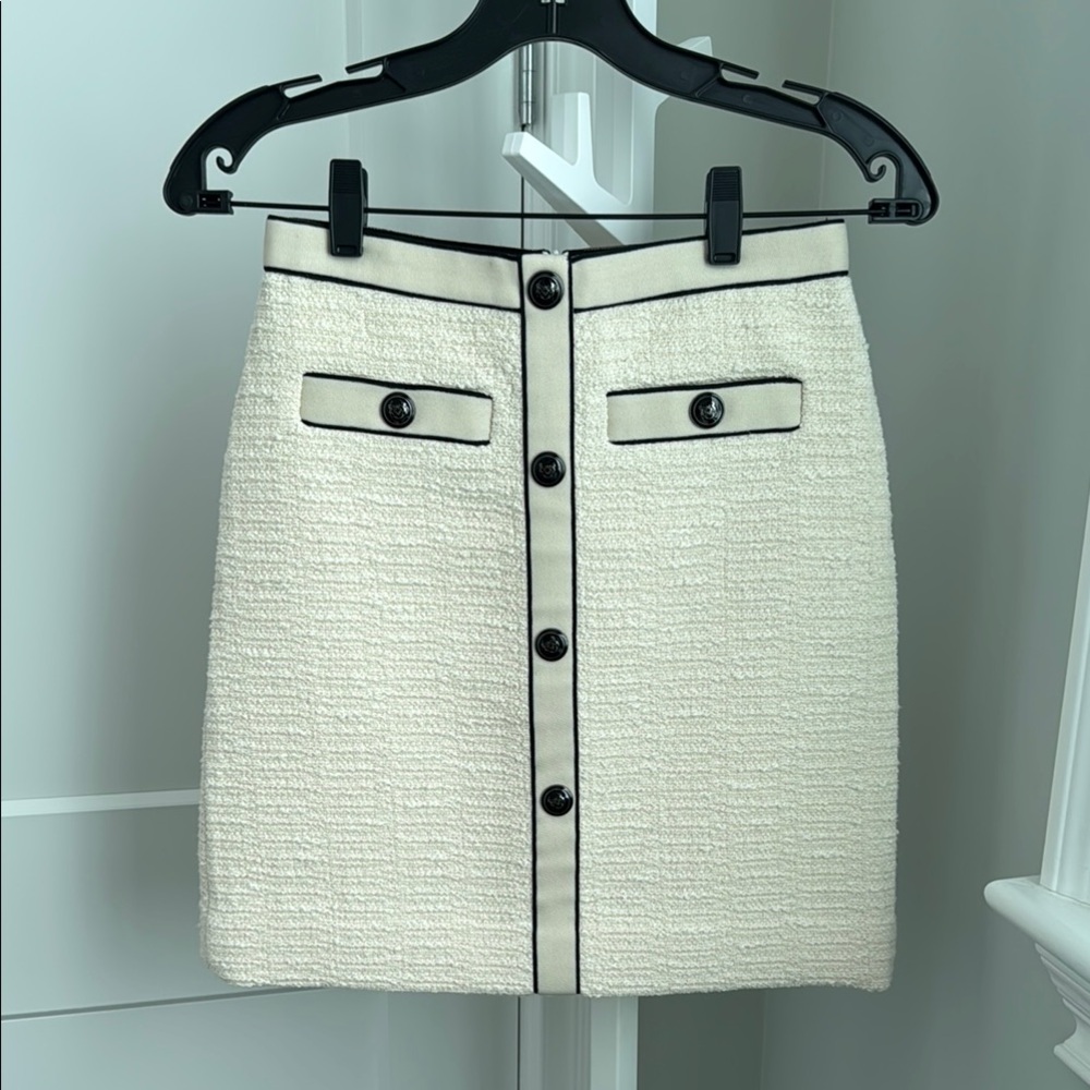 Maje Elegant Cream Button-Front Skirt